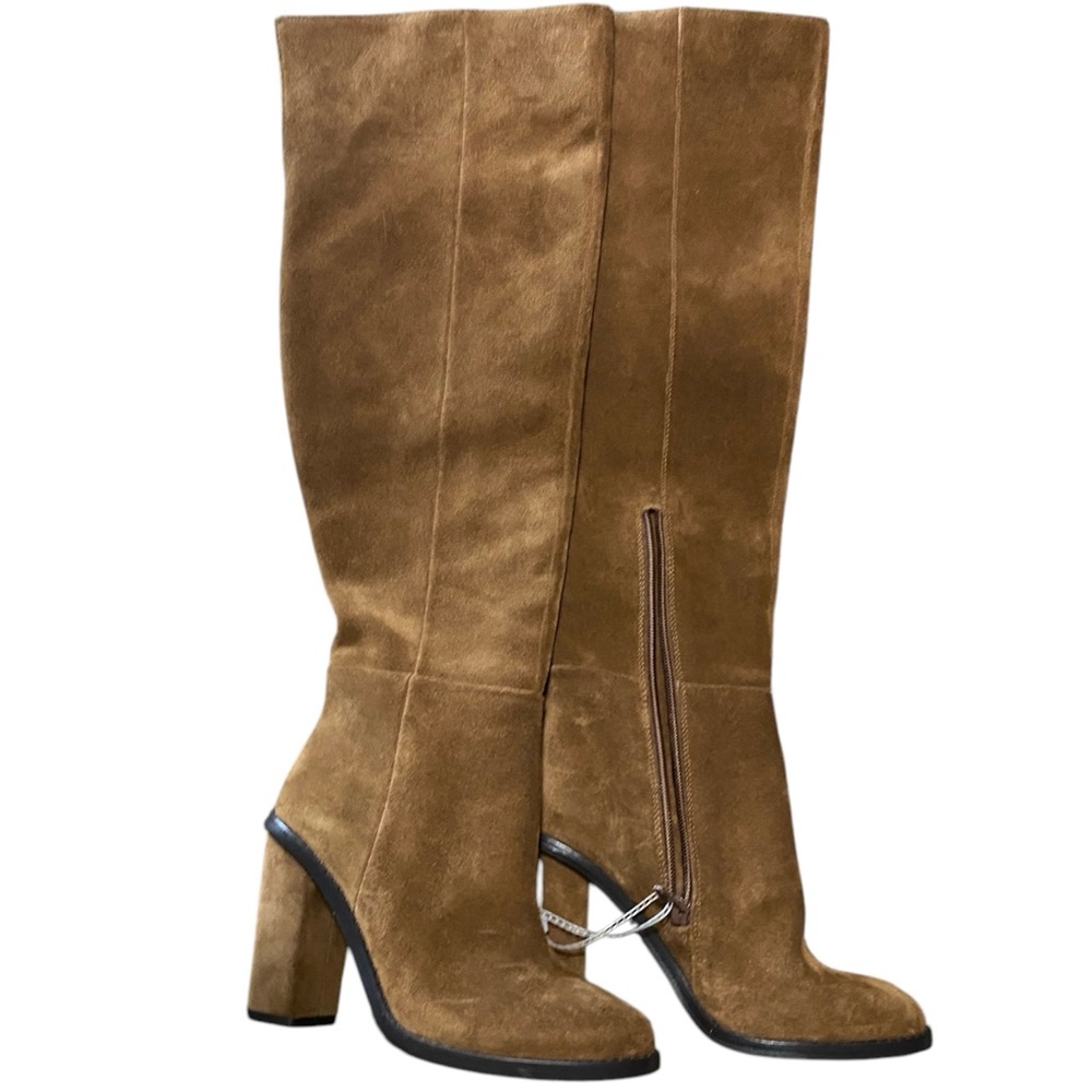 Gianni Bini Over The Knee Graham Cracker Brown Oiled Suede 3in Heel Boots Size 5